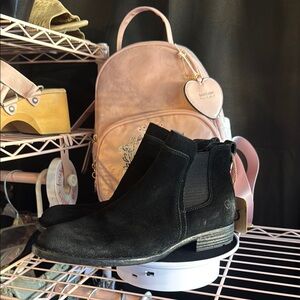 BORN Black Suede Ankle Boots